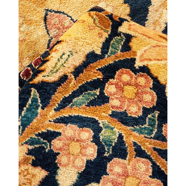 Textile Vintage Moroccan Hand Knotted Wool Area Rug, Navy Blue - 7'10" X 10'1" For Sale - Image 7 of 9