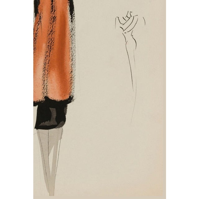 Paper Vintage French Fashion Art Print – Rust & Black Art Deco Illustration, 30" X 40" For Sale - Image 7 of 8