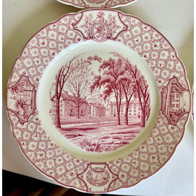 Ceramic 1931 Royal Cauldon Phillips Exeter Academy Pink Transferware Plates, Set of 4 For Sale - Image 7 of 10