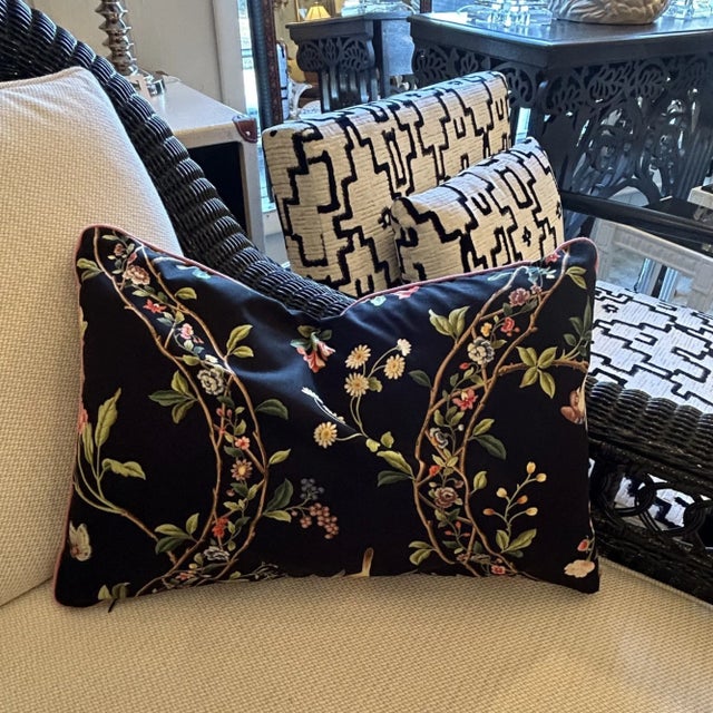 Silk Road Brunschwig Print Rectangle Decorative Pillow With Down Feather Insert For Sale In Philadelphia - Image 6 of 6