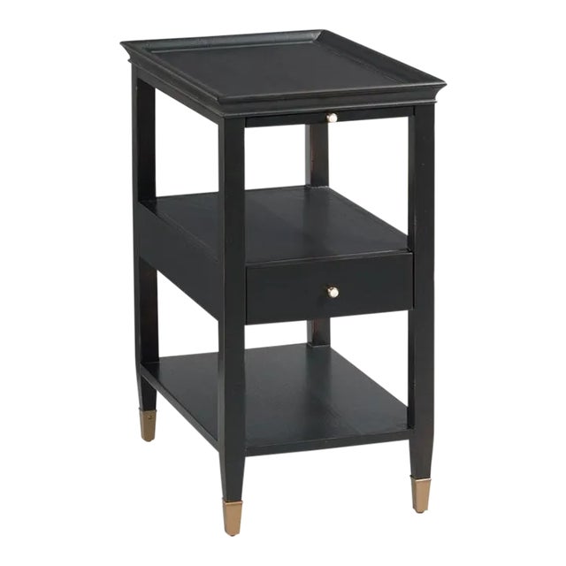 Celerie Kemble for Woodbridge Speedwell Nightstand in Amsterdam Black For Sale