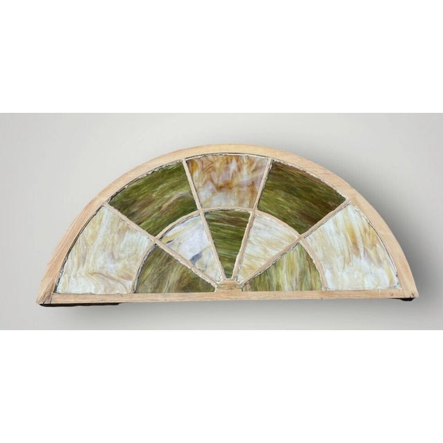 Original antique slag glass stained glass transom window salvaged from a 1920s home in Pittsburgh, Pennsylvania. This...