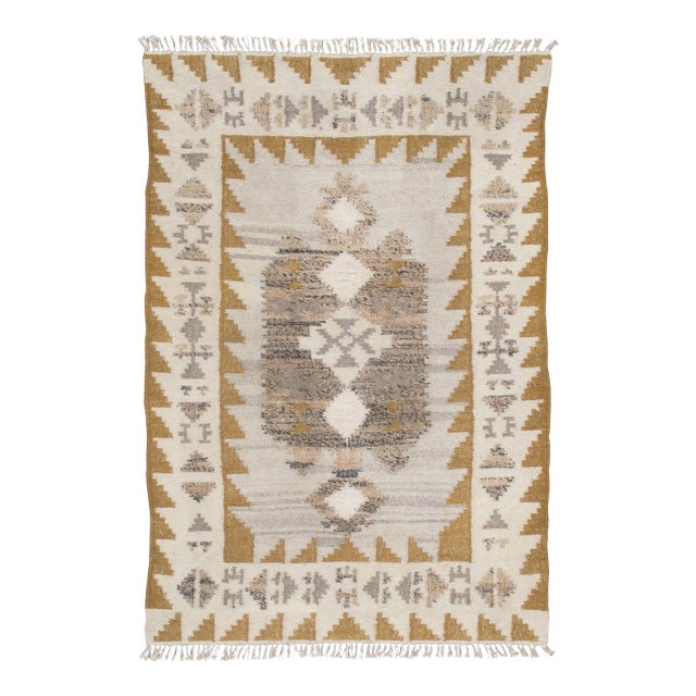 Vintage Scandinavian Wool Kilim With Medallion by Rug & Kilim, 1950-1959 For Sale