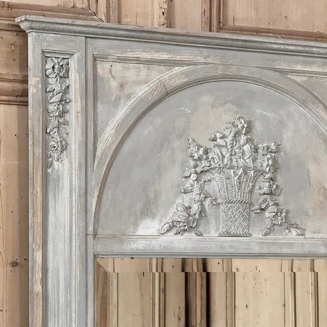 Early 20th Century Antique French Louis XVI Painted Trumeau Mirror For Sale - Image 5 of 13