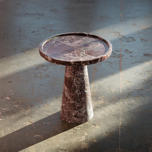 Rosso Levanto Marble Cone Side Table by Kiwano Concept For Sale - Image 6 of 8