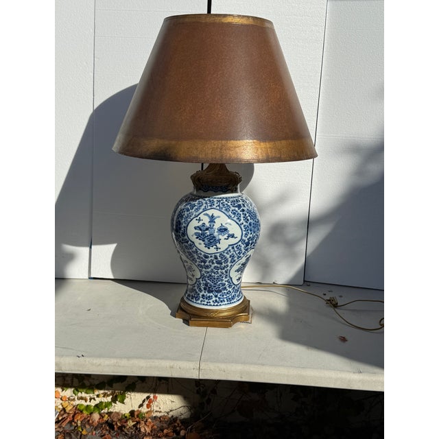 19c. Chinese Blue and White Lamp With Custom Shade For Sale - Image 18 of 18