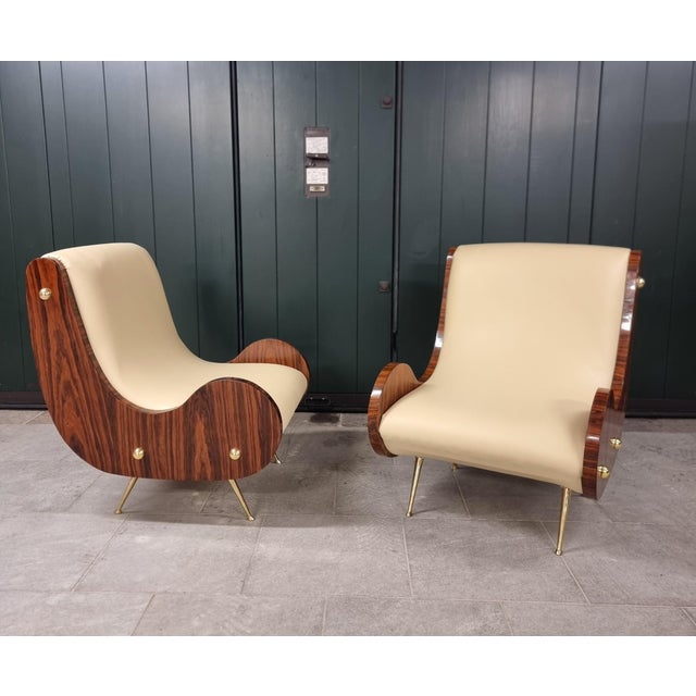 Vintage Art Deco Style Armchairs with Canaletto Walnut Armrests, 2010s, Set of 2 For Sale - Image 4 of 12