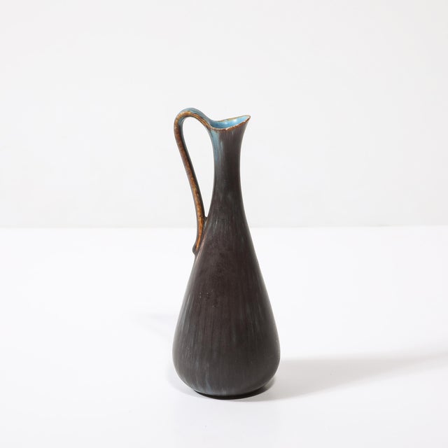 Ceramic Mid-Century Sky Blue & Copper Pitcher/Vase by Gunnar Nylund for Rörstrand For Sale - Image 7 of 11