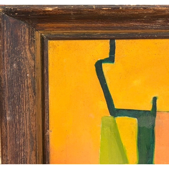 Mid-Century Modern Mid Century Abstract Painting in Yellow, Signed For Sale - Image 3 of 8