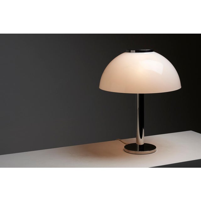 Silver German Mushroom Table Lamp with Chrome Base & Acrylic Shade from Beisl Leuchte, 1970s For Sale - Image 8 of 16