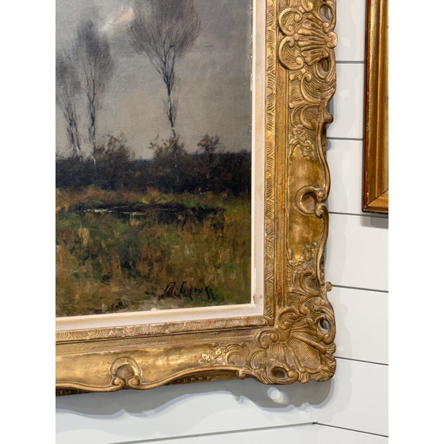 Sky Blue 19th Century Belgian Flemish Oil on Canvas For Sale - Image 8 of 14