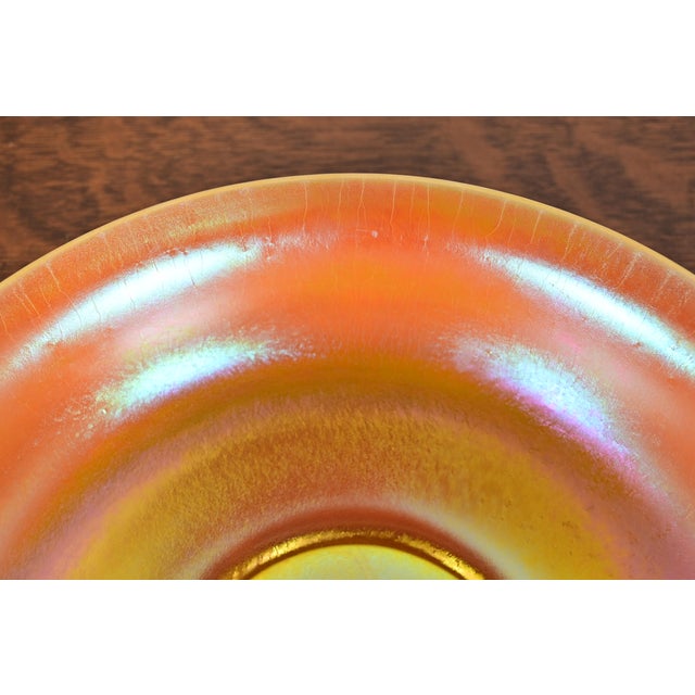 Glass Steuben Gold Aurene on Calcite Large Iridescent Art Glass Fruit Bowl or Center Bowl For Sale - Image 7 of 12