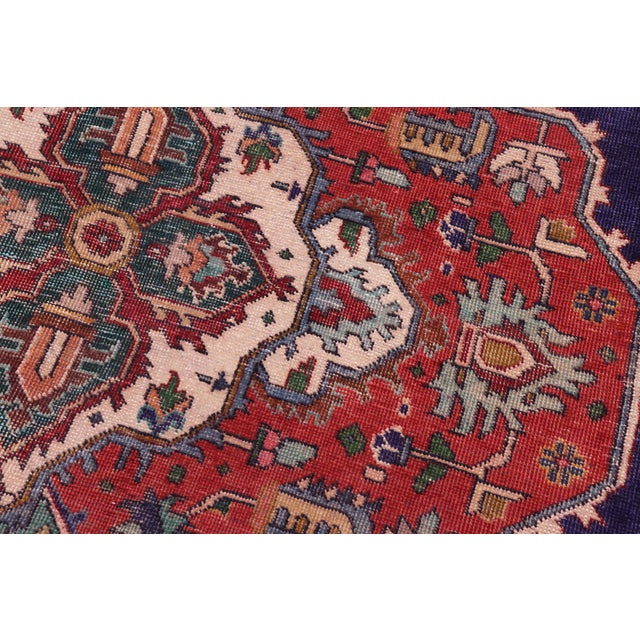 Shabby Chic Persian Vintage Blue/Red Wool Rug - 9'9'' X 12'8'' For Sale - Image 3 of 10