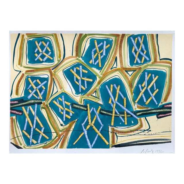 Barbara Beck 1992 Abstract Painting on Paper - Signed/Dated/Unframed For Sale