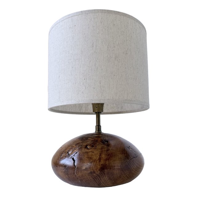 Brutalist Olive Wood Table Lamp, 1970s For Sale