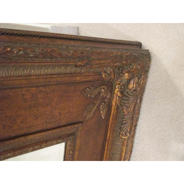 Vintage Late 20th Century Large Gold Beveled Floor Mirror For Sale - Image 4 of 5