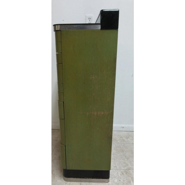 Green 1940s Art Deco Dental Cabinet Industrial Medical Chest Dresser Green Stain For Sale - Image 8 of 11