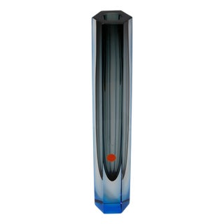 Faceted Murano Sommerso Glass Vase, Italy, 1990s For Sale