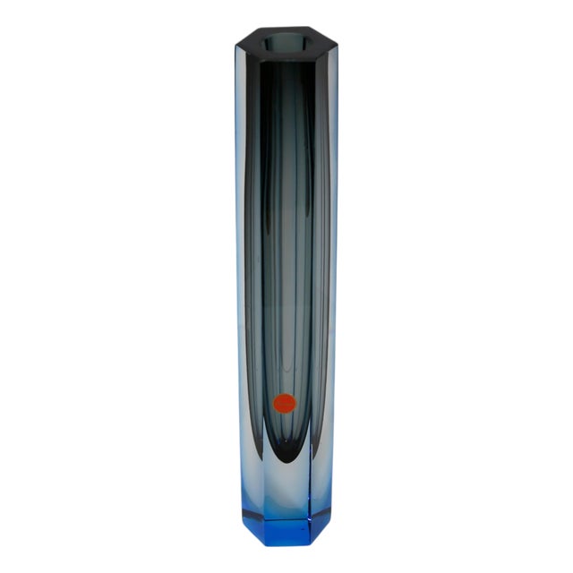 Faceted Murano Sommerso Glass Vase, Italy, 1990s For Sale