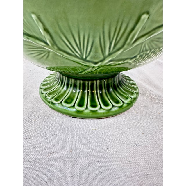 Green Large Ceramic Pedestal Bowl For Sale - Image 8 of 11