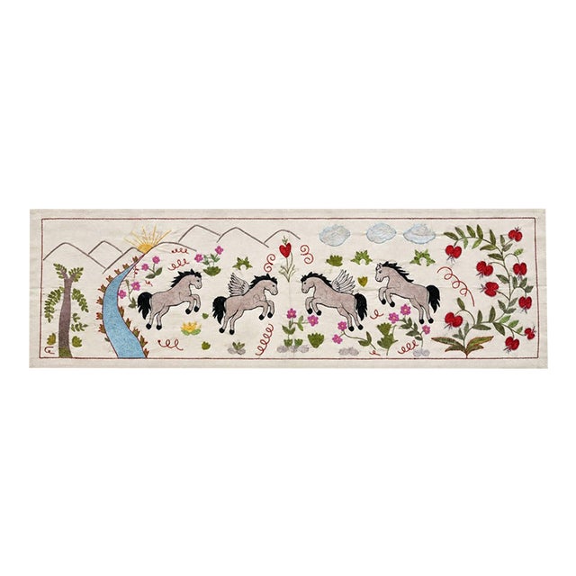 Winged Horse Suzani Wall Hanging, Mountains For Sale