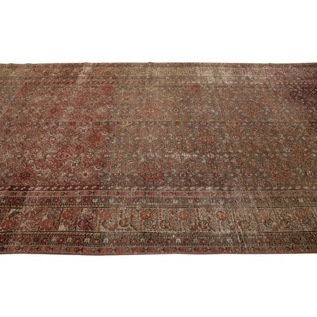 1900 - 1909 Handmade 1900s Antique Persian Malayer Gallery Wool Rug With Allover Motif For Sale - Image 5 of 7