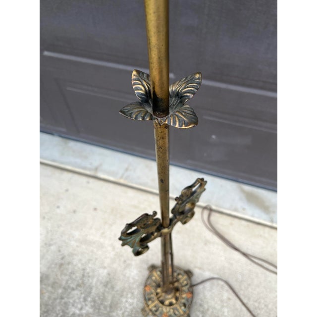 Art Nouveau Early 20th Century Brass Gooseneck Floor Lamp For Sale - Image 3 of 10