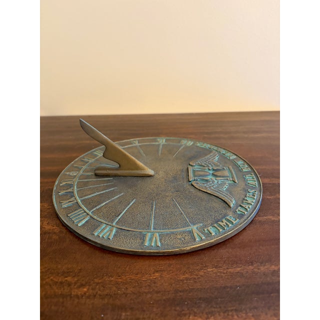 Late 20th Century Vintage English Country Iron Garden Sundial "Time Takes All but Memories" For Sale - Image 5 of 8