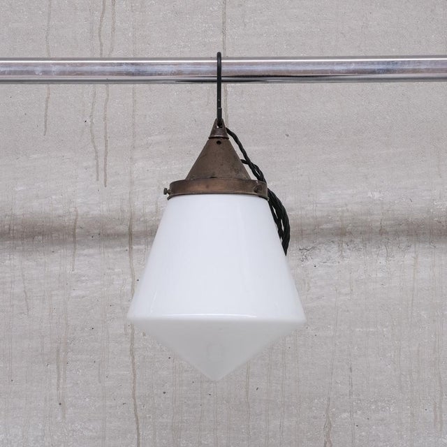 Brown Mid-Century Opaline Conical Pendant Light For Sale - Image 8 of 8