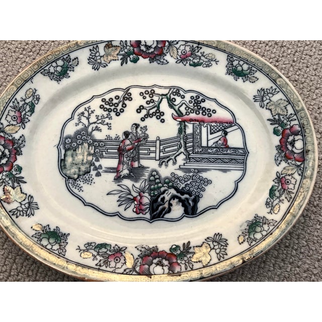 Antique Ashworth Brothers England circa 1880s - One Large Platter in the Chinese pattern. It has an Oriental scene at the...