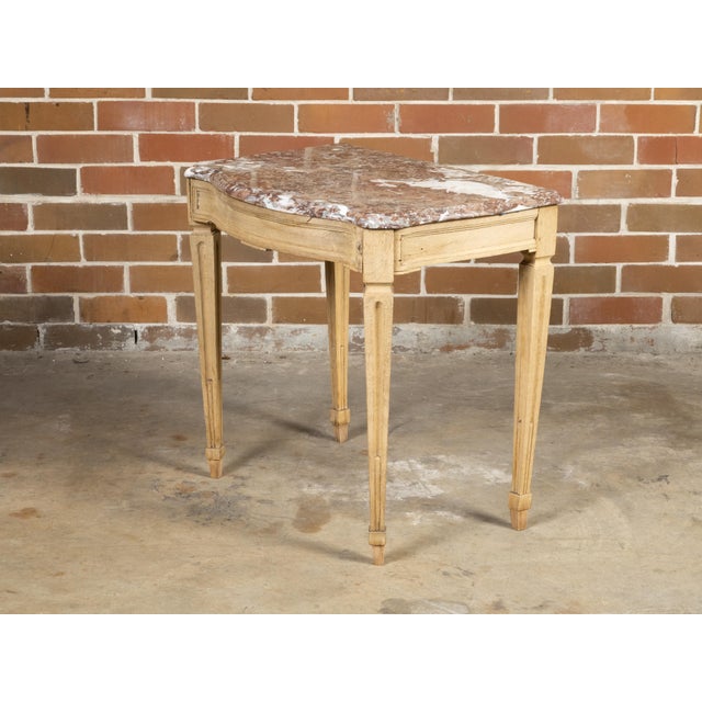 Italian Neoclassical 19th Century Bleached Oak Console Table with Red Marble Top For Sale - Image 10 of 11