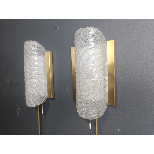 Glass and Brass Wall Sconces from Fischer Leuchten, 1960s, Set of 2 For Sale - Image 4 of 12