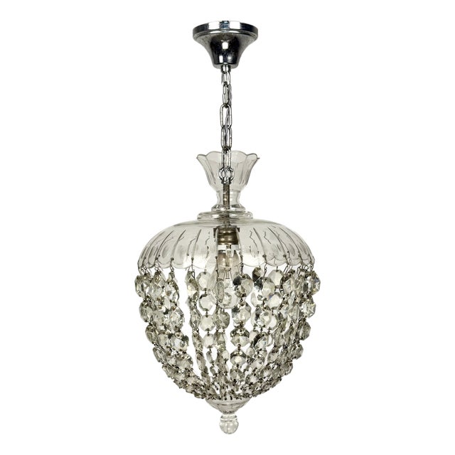 Small Crystal Balloon Pendant Light, Italy, 1930s For Sale