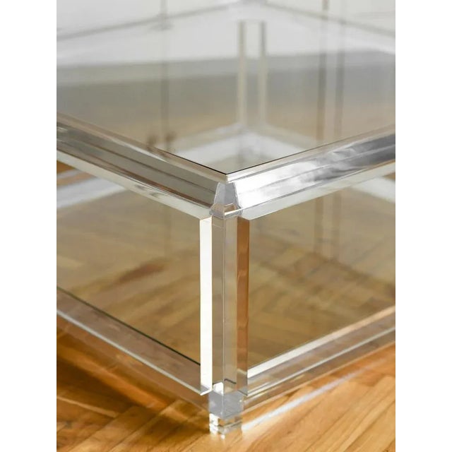 Large Transparent Living Room Table in Glass and Methacrylate, 1970 For Sale - Image 3 of 6
