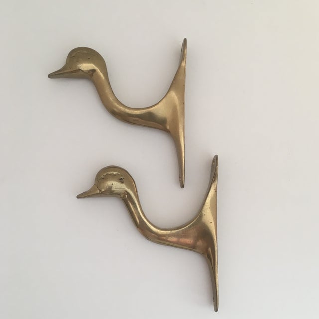 Vintage Solid Brass Duck Head Wall Hooks a Pair Chairish