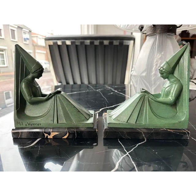 Vintage French Art Deco Bookends by Max Le Verrier, 1930, Set of 2 For Sale - Image 13 of 15