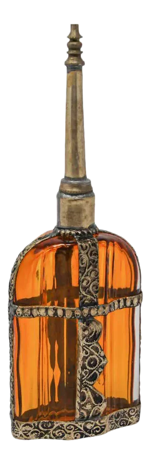 Moroccan Glass Perfume Bottle Sprinkler with Metal Overlay
