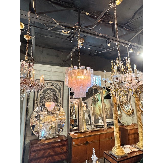 Modern Pink Murano Tronchi Glass Chandelier For Sale In Dallas - Image 6 of 6