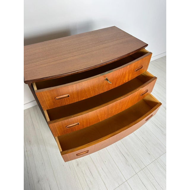Brown Vintage Danish Bow-Front Teak Chest of Drawers, 1960s For Sale - Image 8 of 10