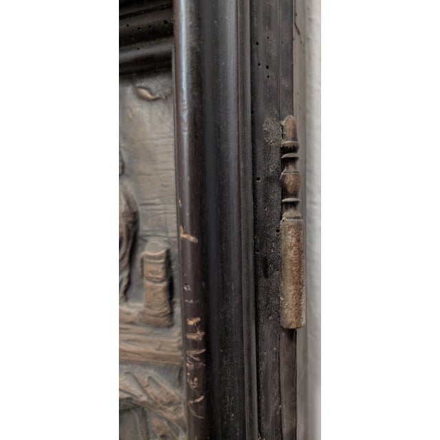 Ebony Pair of Antique Continental Repoussé Cabinet Doors After David Teniers, C. 1880-1910 For Sale - Image 8 of 10