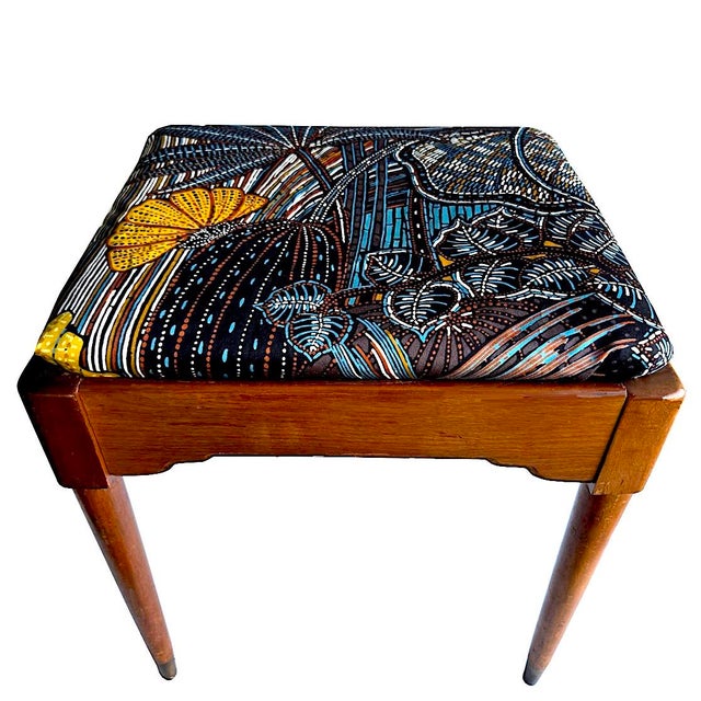 Mid 20th Century Walnut Vanity Bench/Stool With Storage For Sale - Image 11 of 14