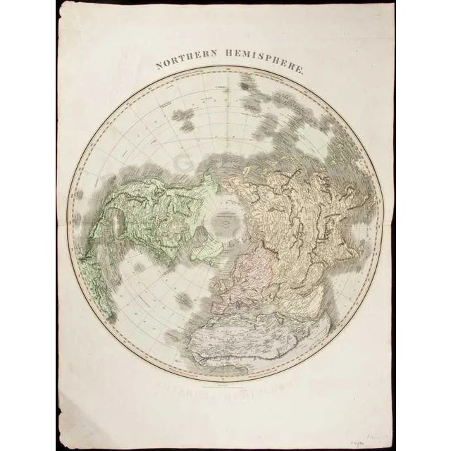 Description: Copper-engraved map, hand-colored. Circular. Measures: 50.5 x 50.5 cm (19.75 x 19.75 inches). Subject:...