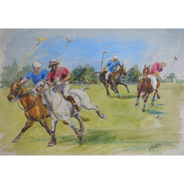 Mid 20th Century British Polo Match #4 Watercolour by Helen Anderson (British, 20th Century) For Sale - Image 5 of 5