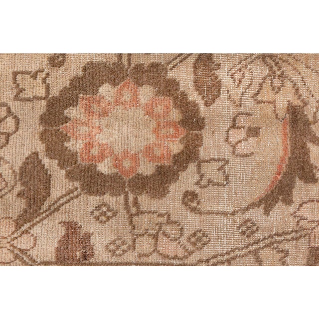 Antique Persian Tabriz Golden Beige & Brown Handwoven Wool Rug For Sale - Image 4 of 8