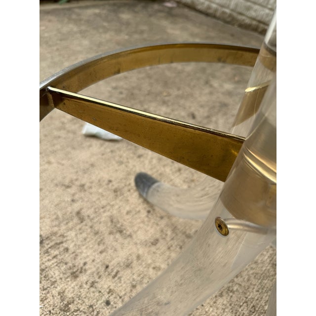 1970s Set of Four Hill Manufacturing Lucite and Brass Barstools For Sale - Image 15 of 16
