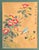 This vibrant Asian painting features a blue bird perched on a branch and surrounded by red, pink and yellow flowers and...