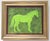 An elegant horse silhouette in shades of forest and lime greens with a burgundy border. Realism , Folk Art, English...