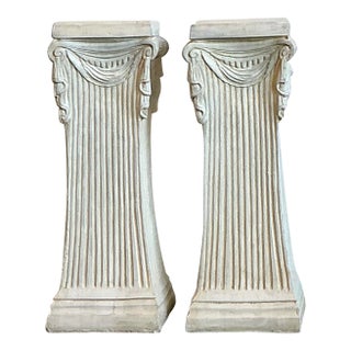 Vintage Swag Plaster Pedestals - A Pair For Sale