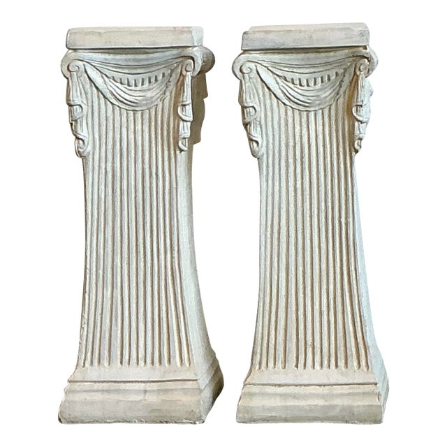 Vintage Swag Plaster Pedestals - A Pair For Sale