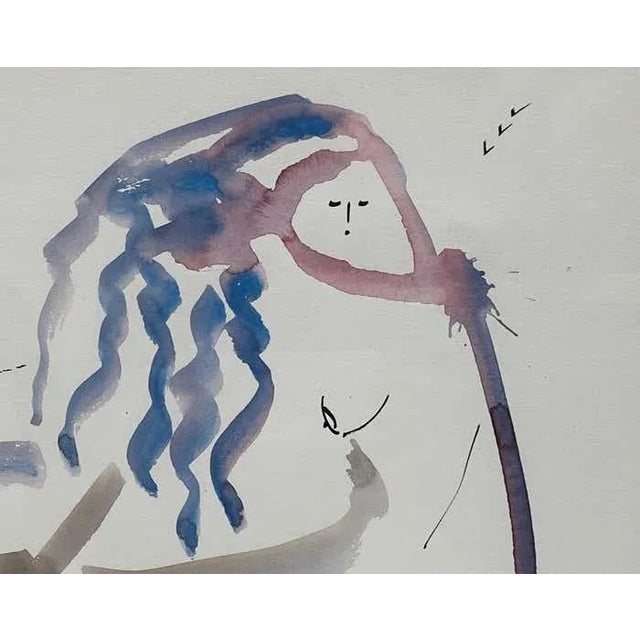 "Paddling Woman" Watercolour Minimalist Painting #1 by Christopher Paul Cobb For Sale In Los Angeles - Image 6 of 6